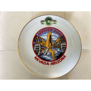 1988 HOOVER DAM Arizona Nevada Souvenir Collector Plate 8.5 Inch RARE Vintage